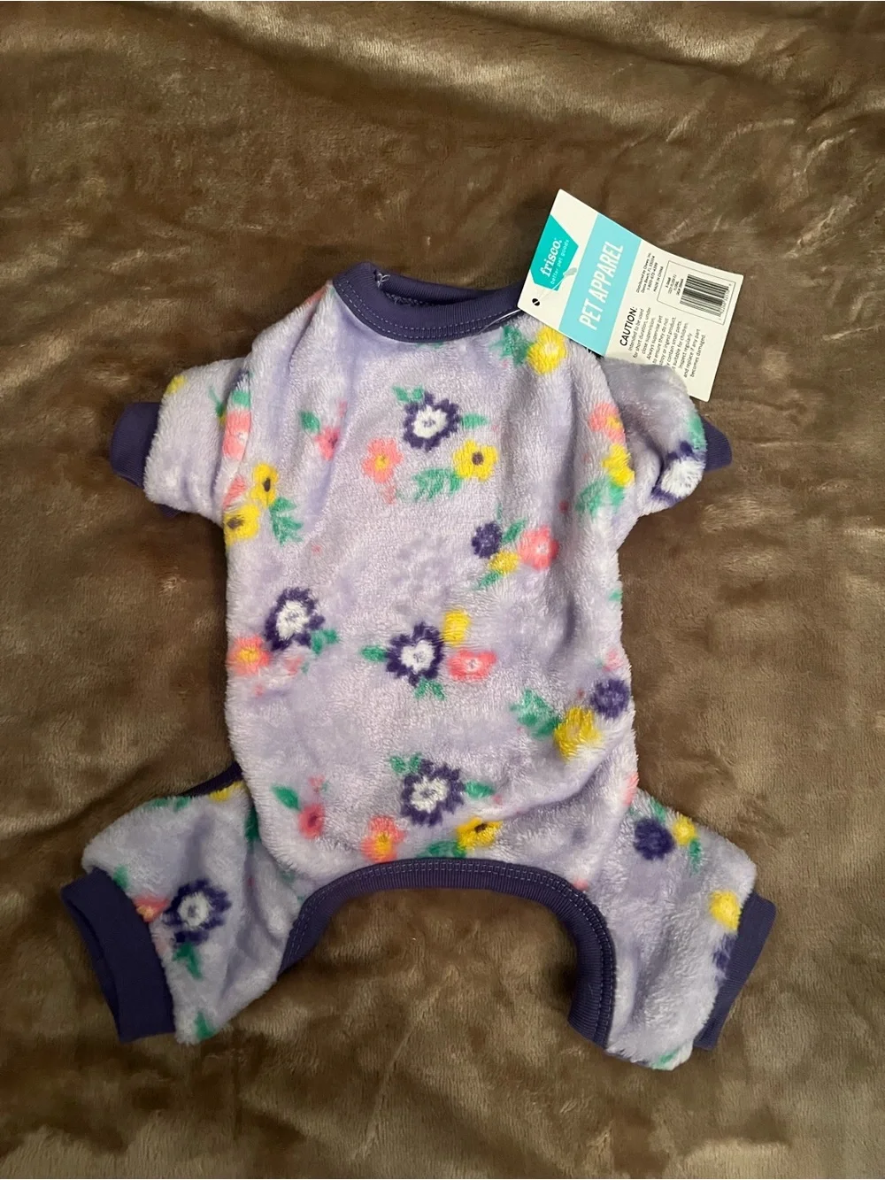 XS Purple fleece dog pajamas